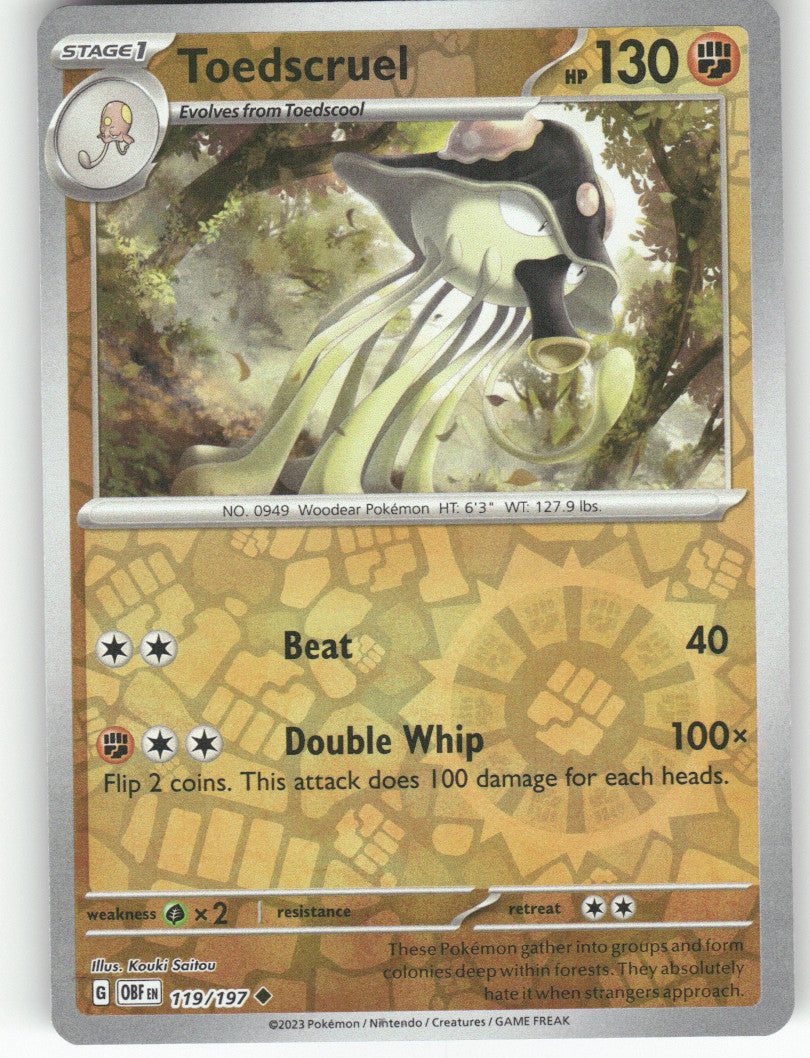 Toedscruel Reverse Holo Uncommon SV03: Obsidian Flames 119/197 NM