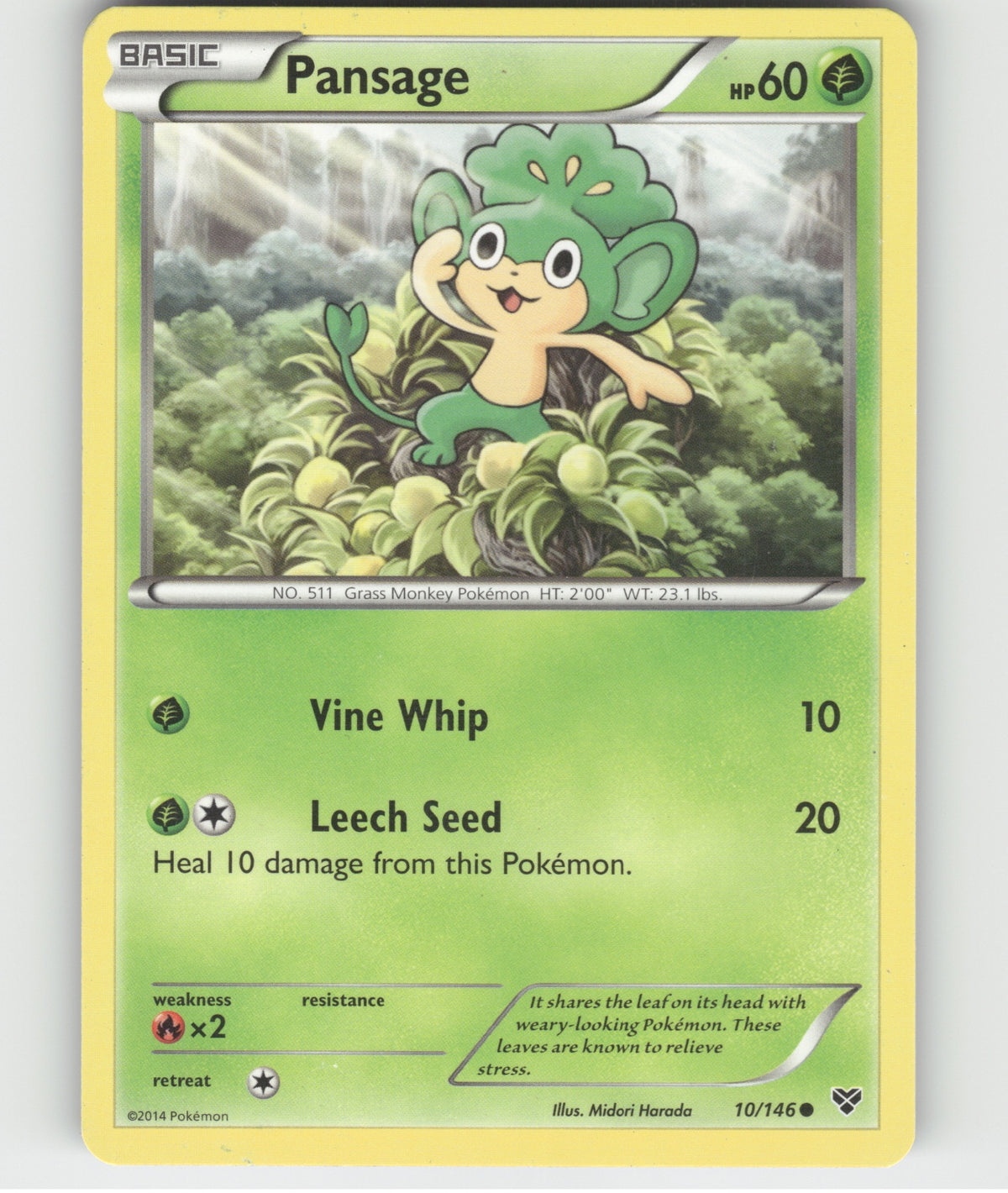 Pansage Common XY Base Set 10/146 LP