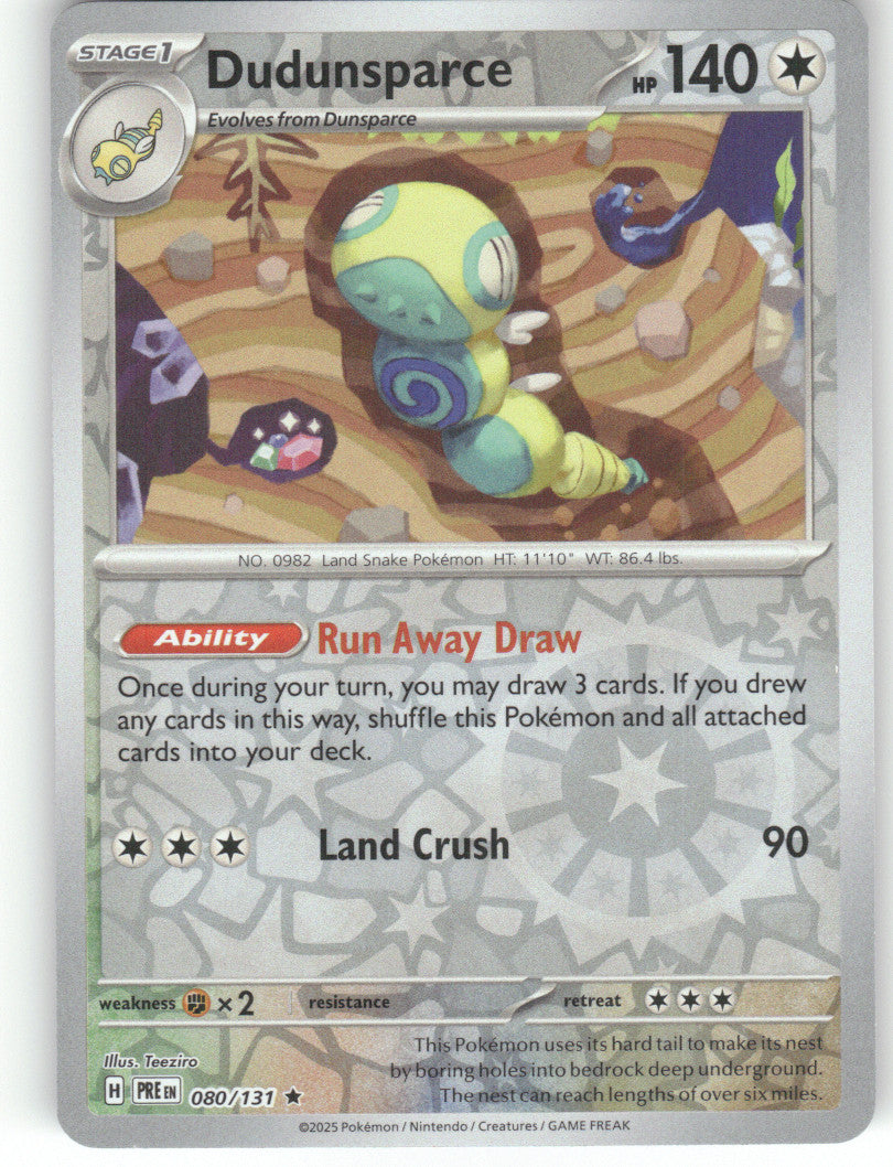Dudunsparce Reverse Holo Rare SV: Prismatic Evolutions 080/131 NM