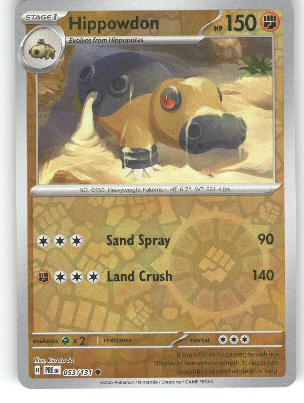 Hippowdon Reverse Holo Common SV: Prismatic Evolutions 053/131 NM