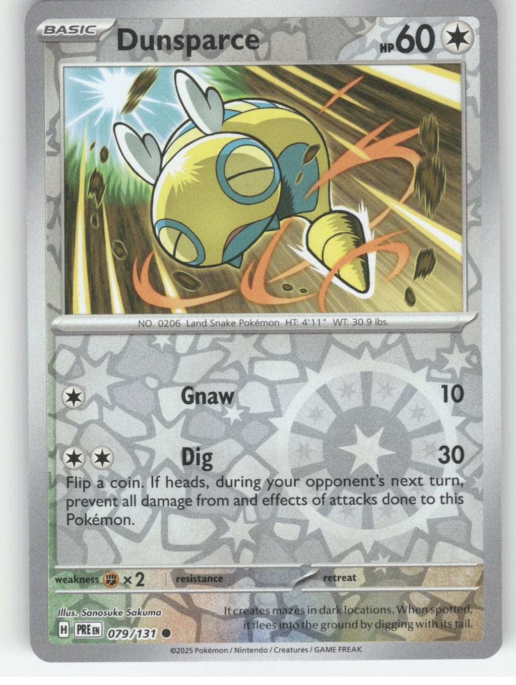 Dunsparce Reverse Holo Common SV: Prismatic Evolutions 079/131 NM
