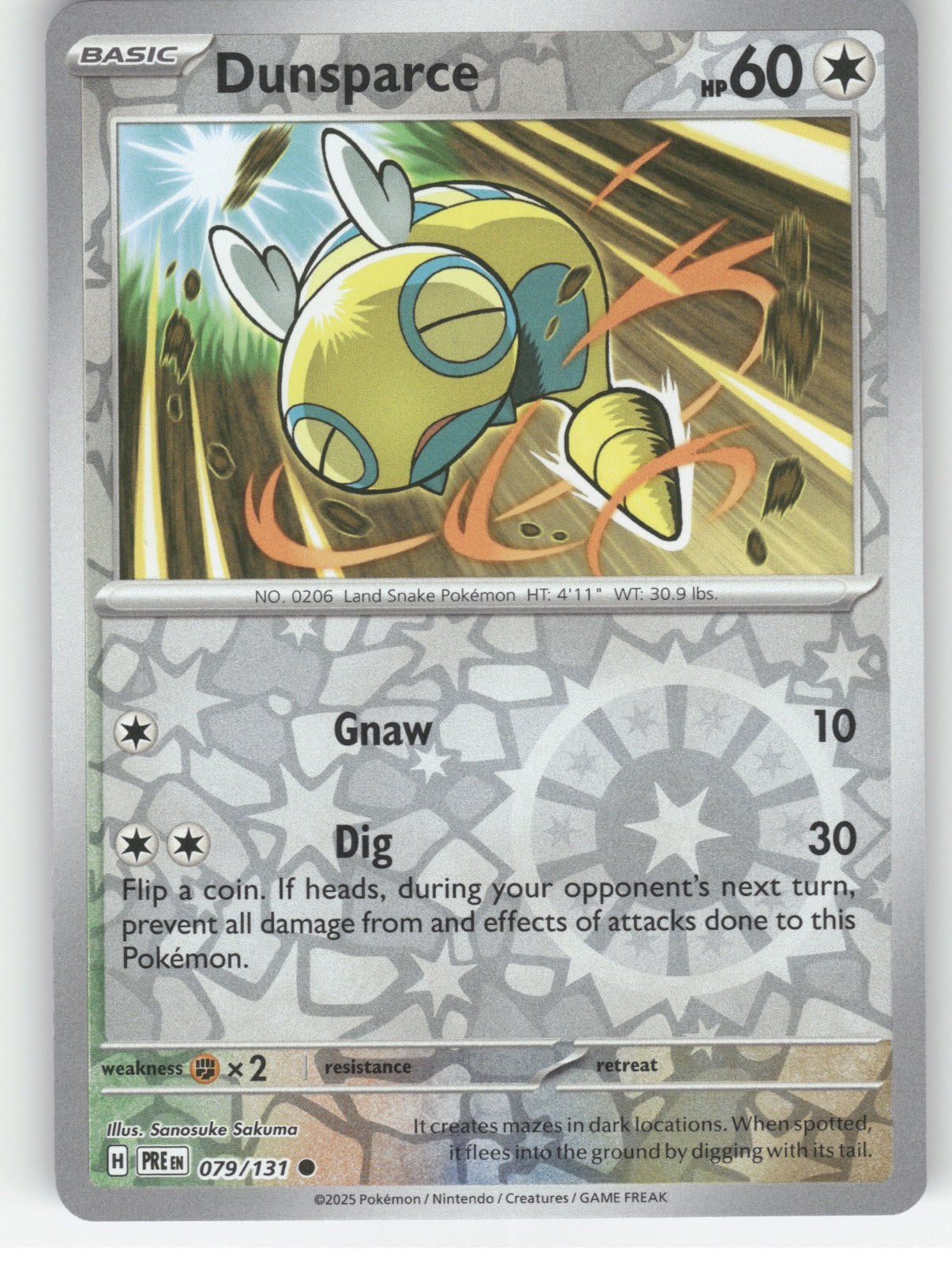 Dunsparce Reverse Holo Common SV: Prismatic Evolutions 079/131 NM