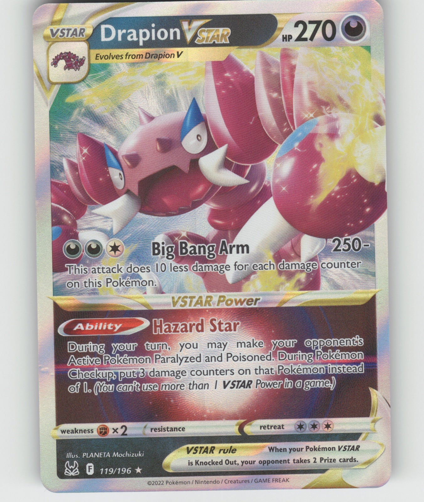 Drapion VSTAR Holo Ultra Rare SWSH11: Lost Origin 119/196 NM