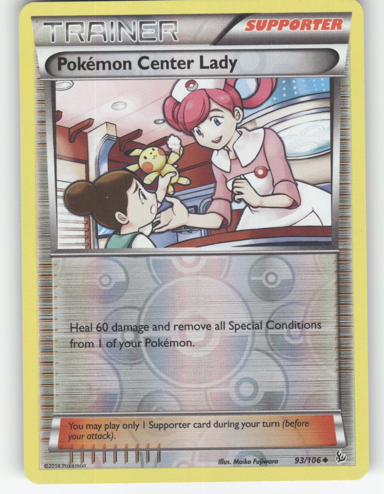 Pokemon Center Lady Reverse Holo Uncommon XY - Flashfire 93/106 NM