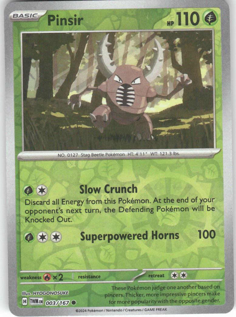 Pinsir Reverse Holo Common SV06: Twilight Masquerade 003/167 NM