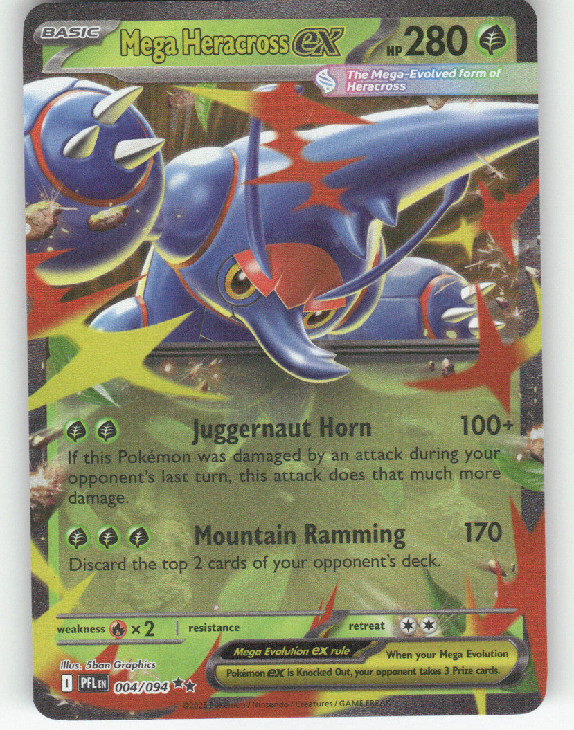 Mega Heracross ex - Holo Double Rare ME02: Phantasmal Flames 004/094 NM