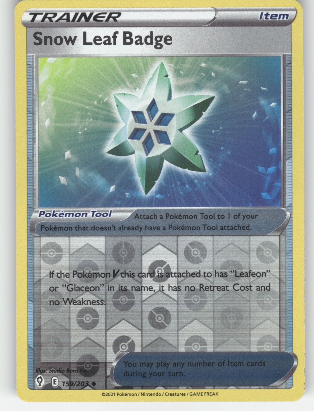 Snow Leaf Badge Reverse Holo Uncommon SWSH07: Evolving Skies 159/203 NM