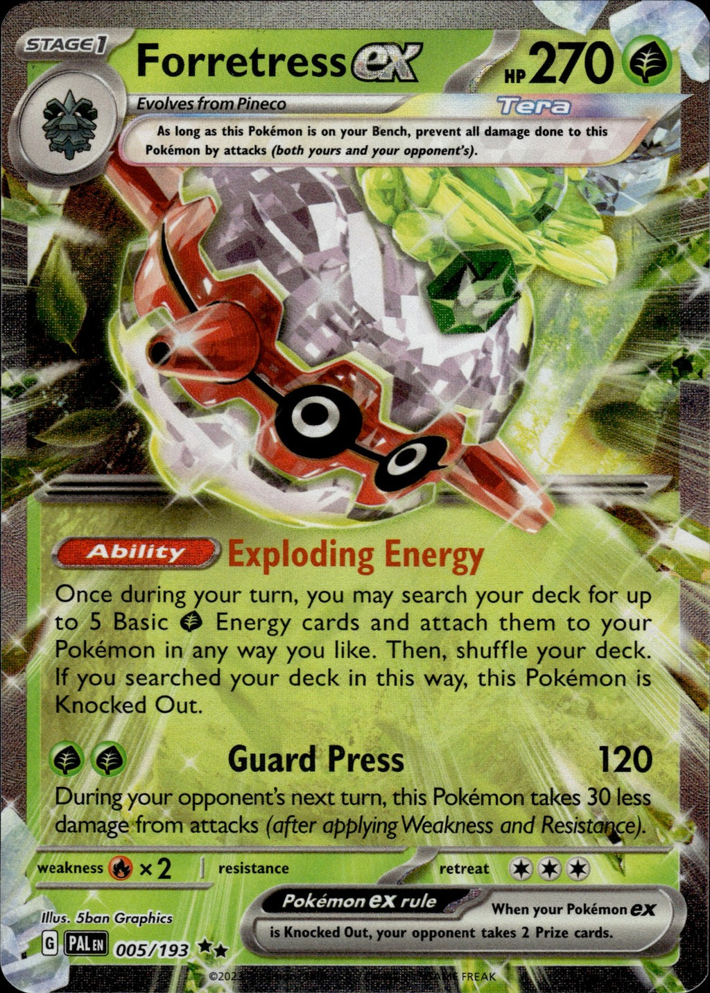 Forretress ex Holo Double Rare SV02: Paldea Evolved 005/193 NM