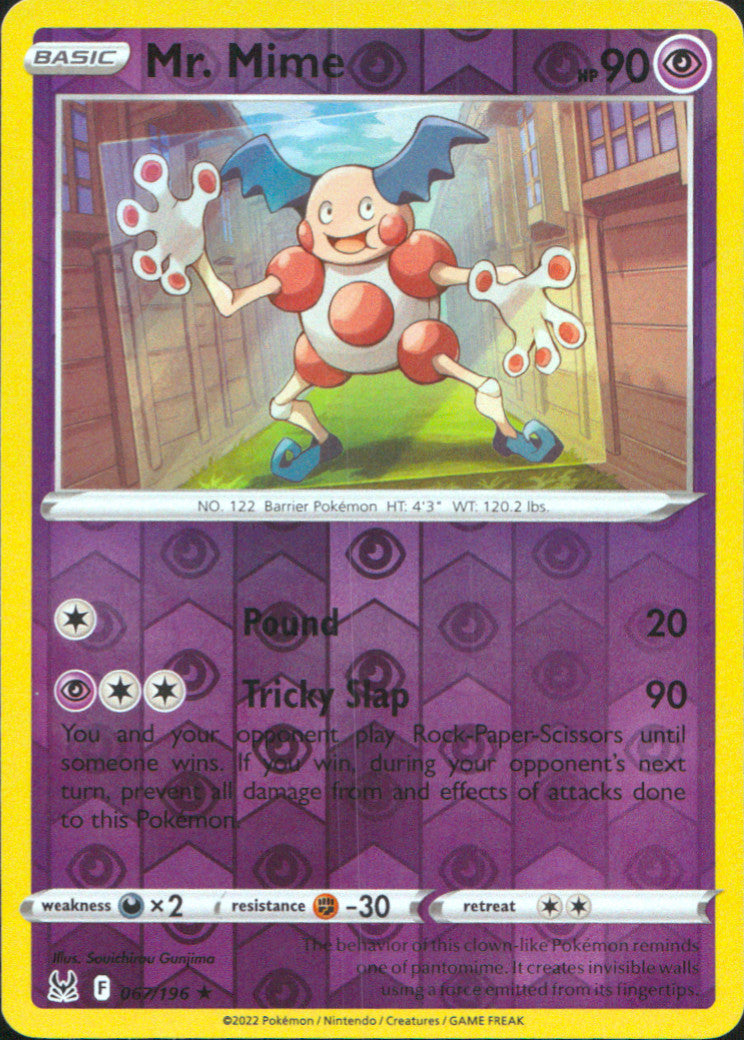 Mr. Mime Reverse Holo Rare SWSH11: Lost Origin 067/196 NM