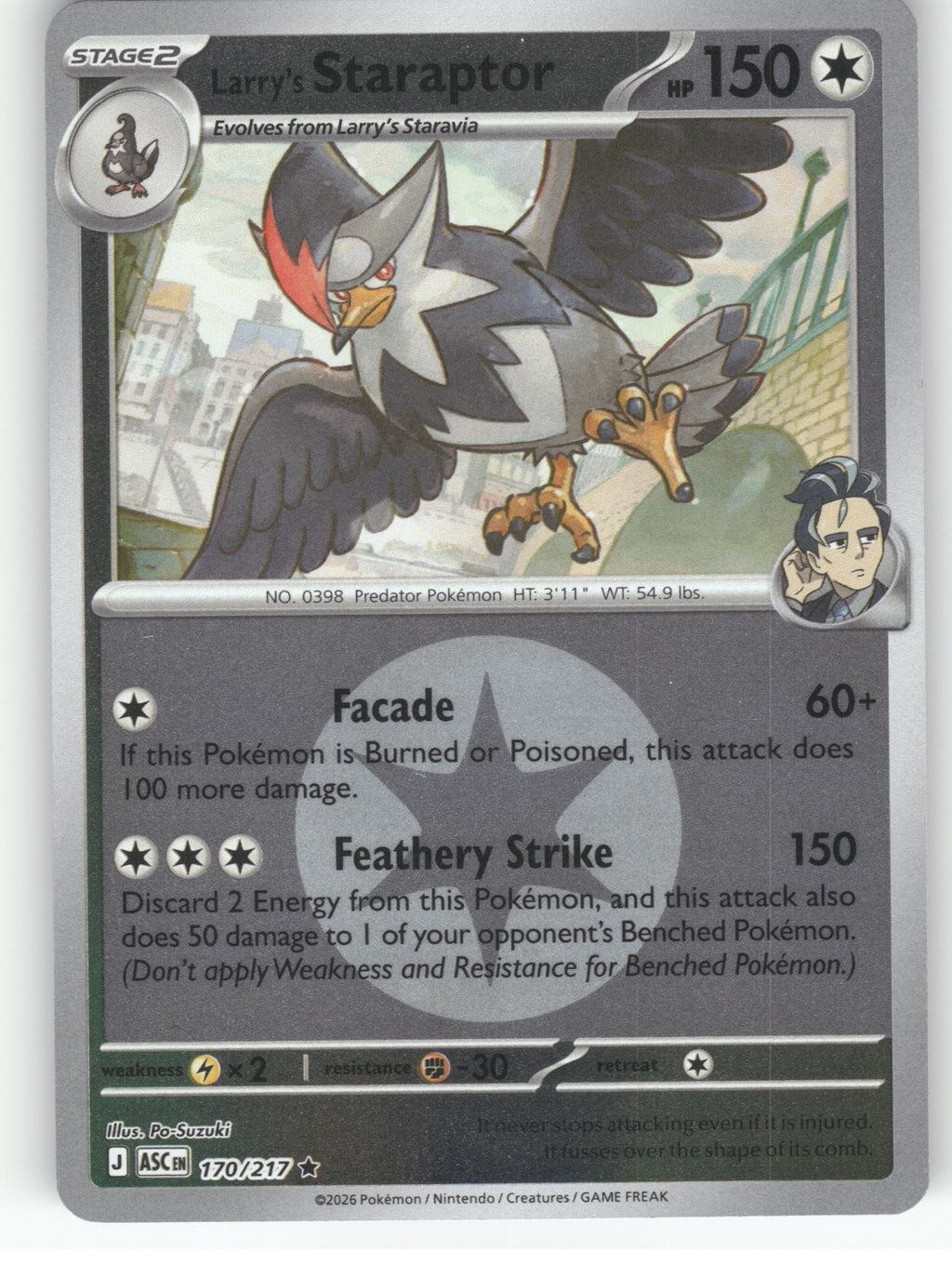 Larry's Staraptor - (Energy Symbol Pattern) Reverse Holo Rare ME: Ascended Heroe