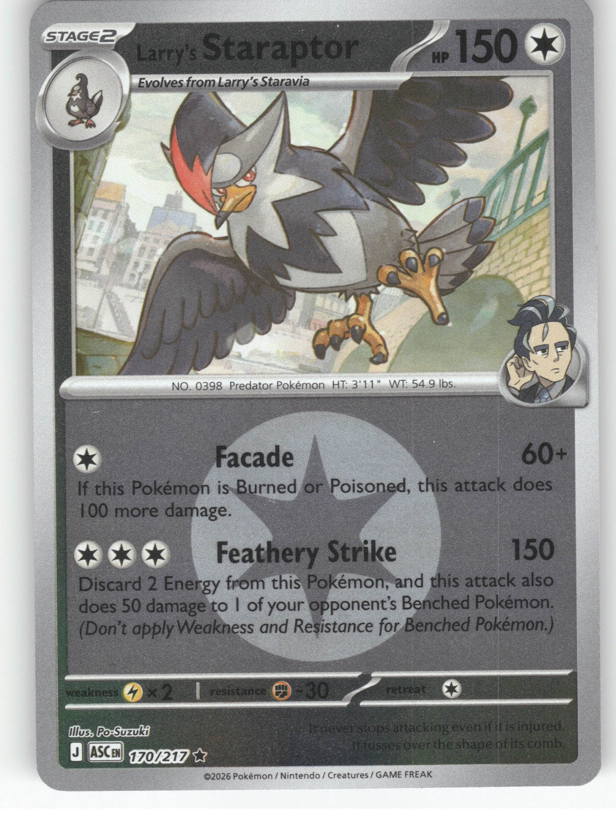 Larry's Staraptor - (Energy Symbol Pattern) Reverse Holo Rare ME: Ascended Heroe