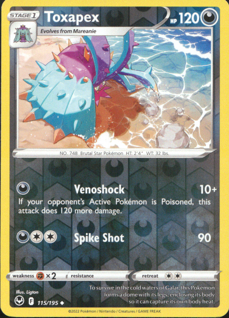 Toxapex Reverse Holo Uncommon SWSH12: Silver Tempest 115/195 NM