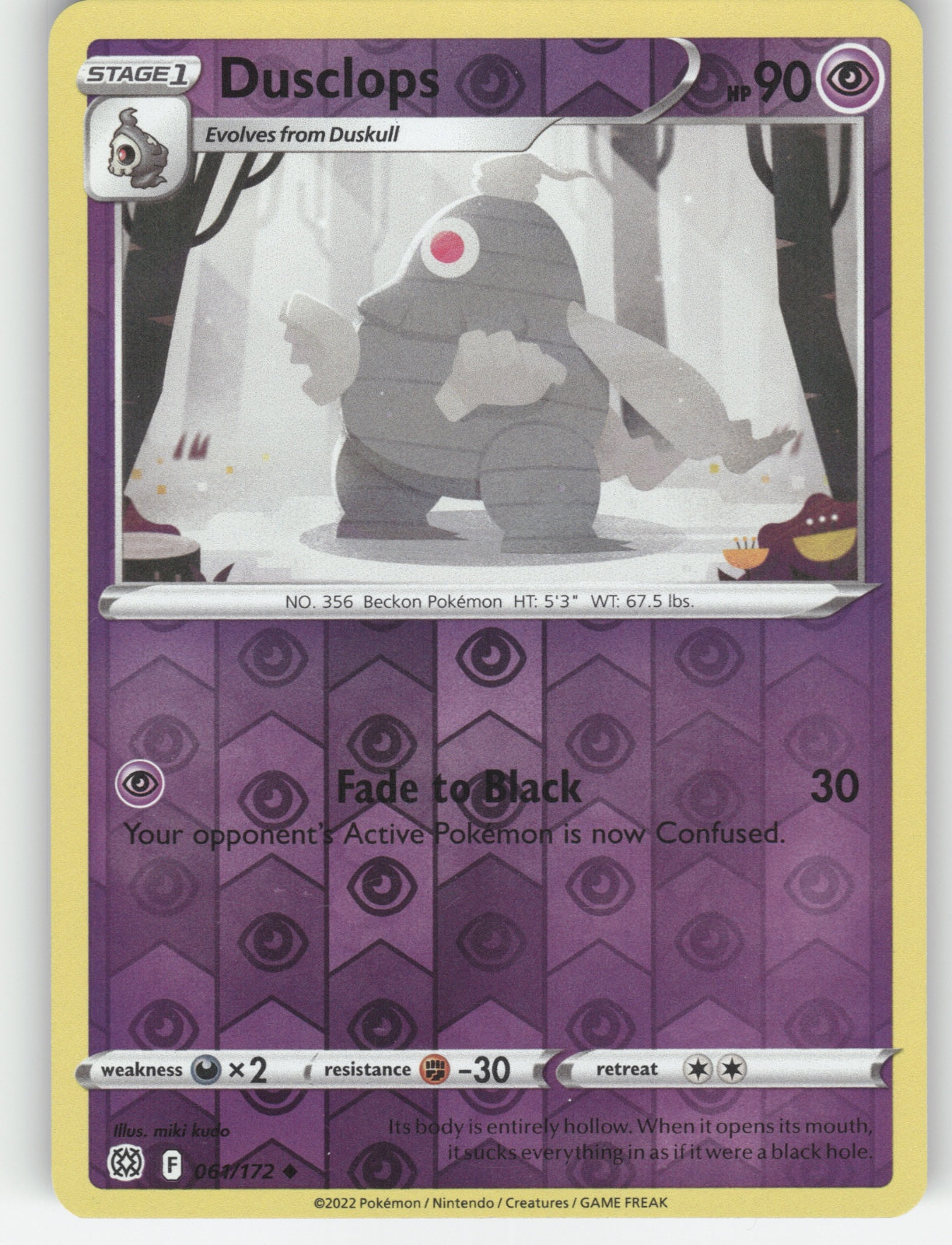 Dusclops Reverse Holo Uncommon SWSH09: Brilliant Stars 061/172 NM