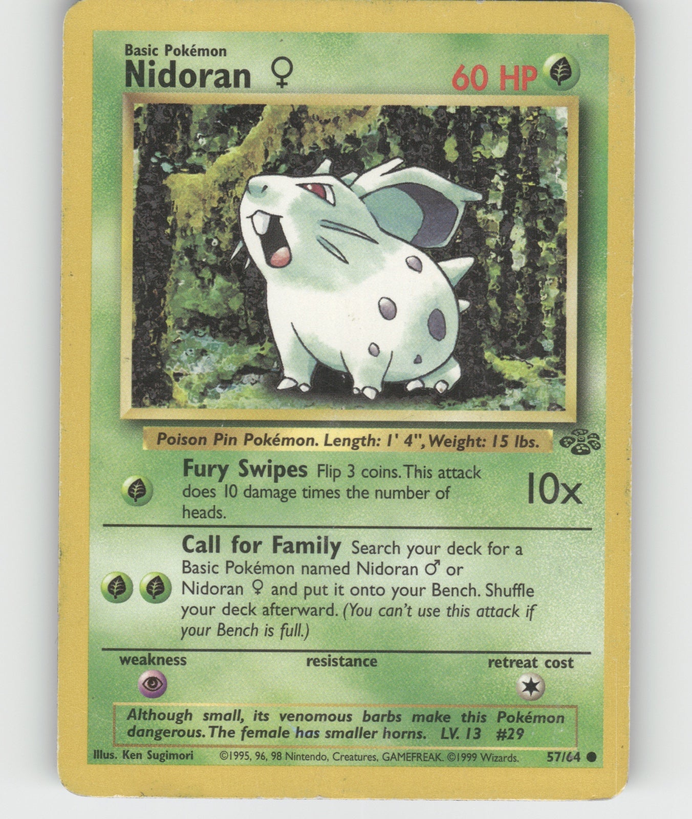Nidoran F Unlimited Common Jungle 57/64 HP