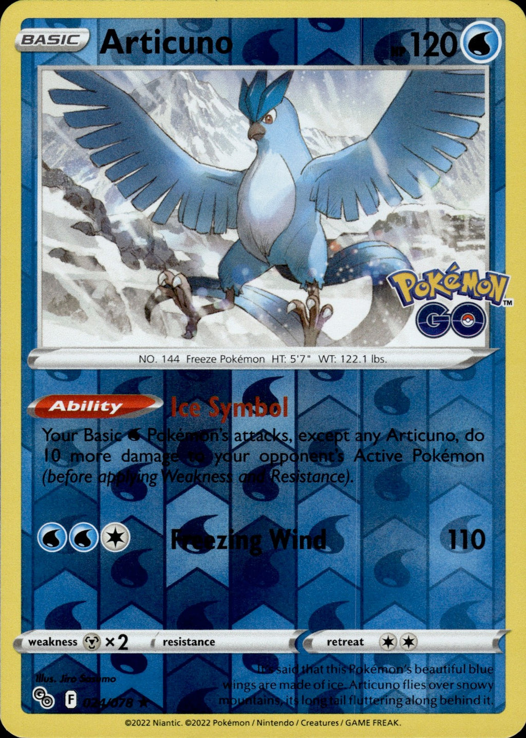 Articuno Reverse Holo Holo Rare Pokemon GO 024/078 NM