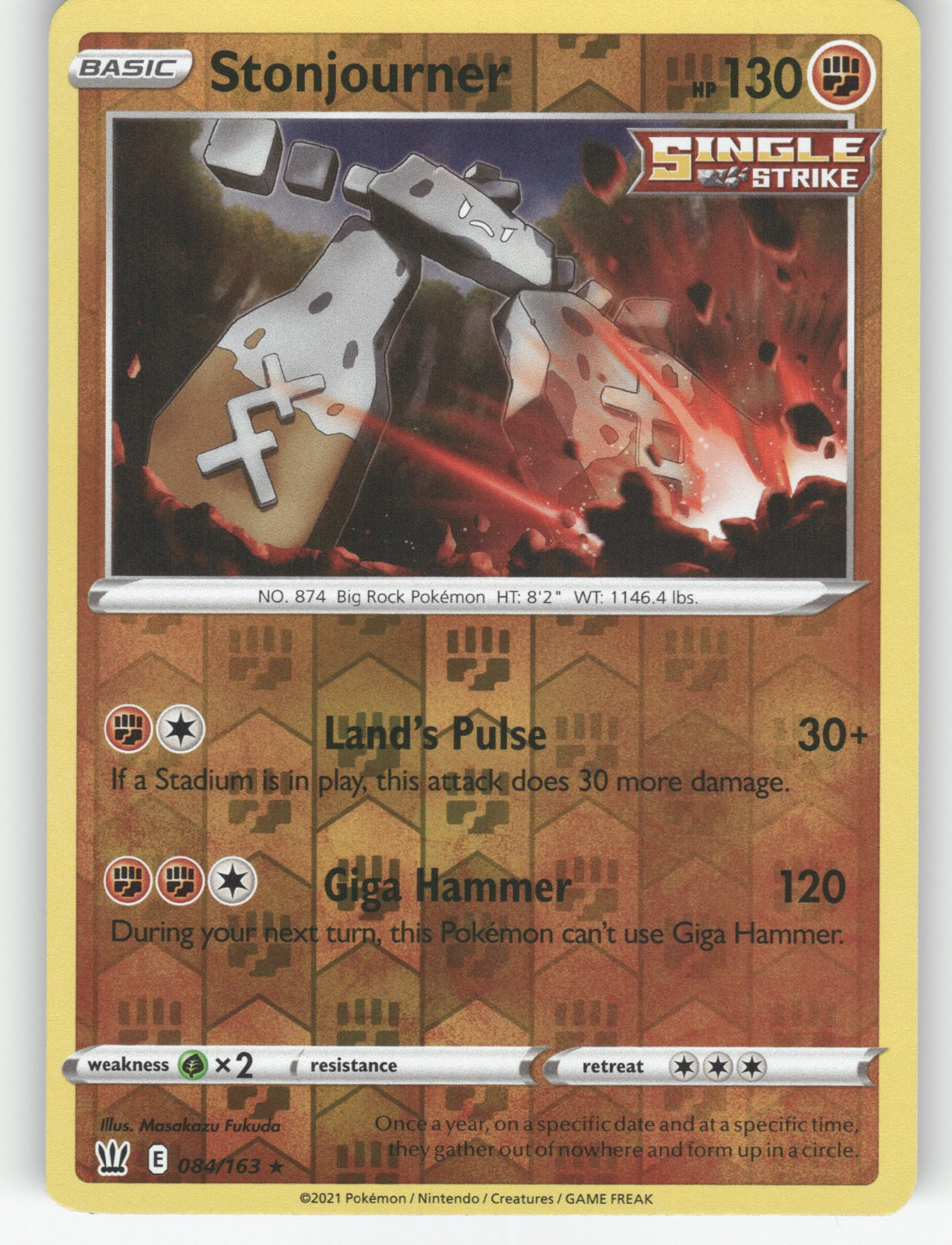 Stonjourner Reverse Holo Rare SWSH05: Battle Styles 084/163 NM