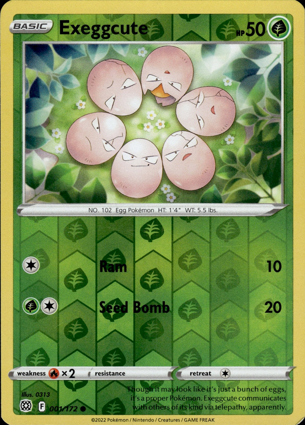 Exeggcute Reverse Holo Common SWSH09: Brilliant Stars 001/172 NM