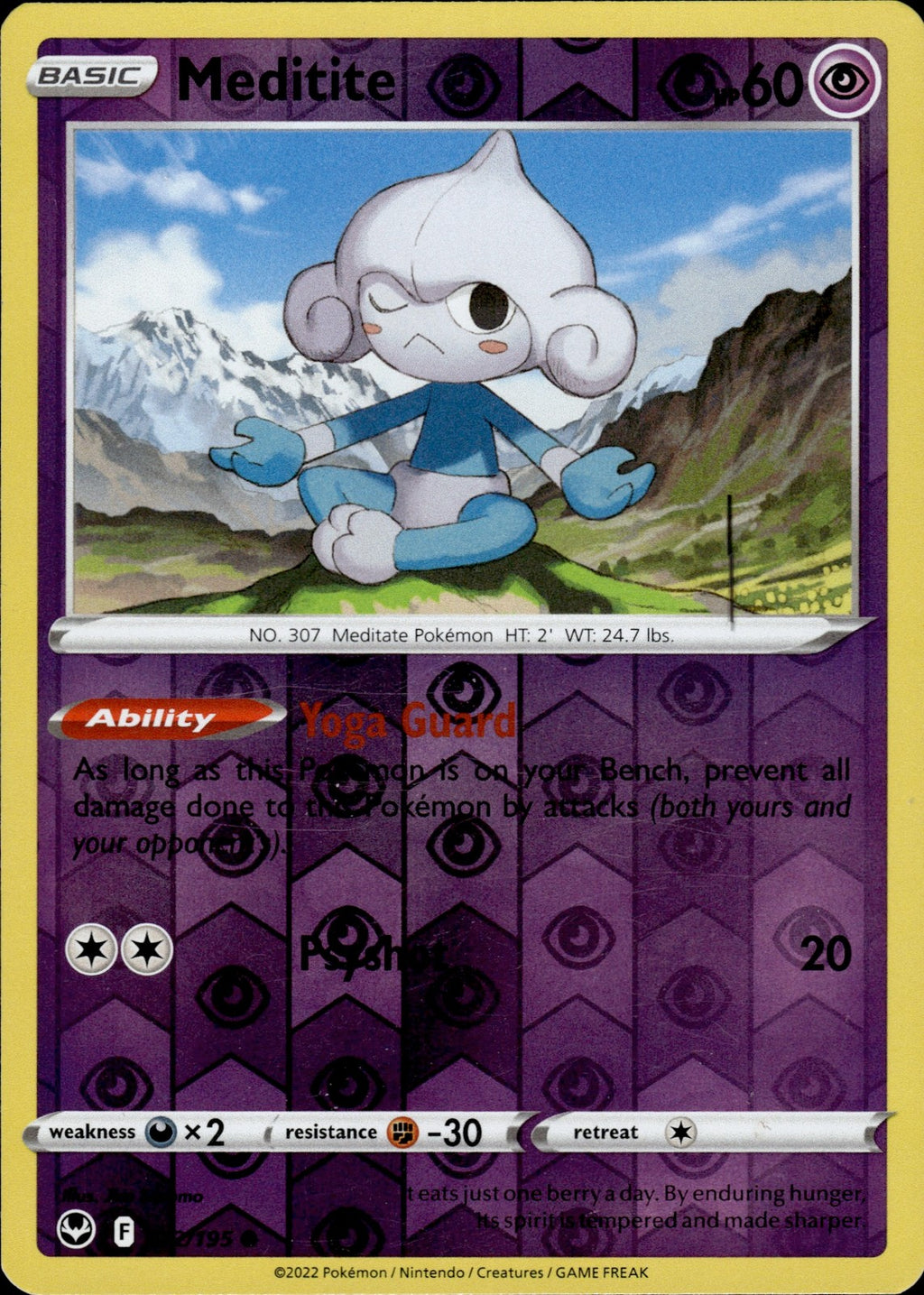 Meditite Reverse Holo Common SWSH12: Silver Tempest 072/195 NM