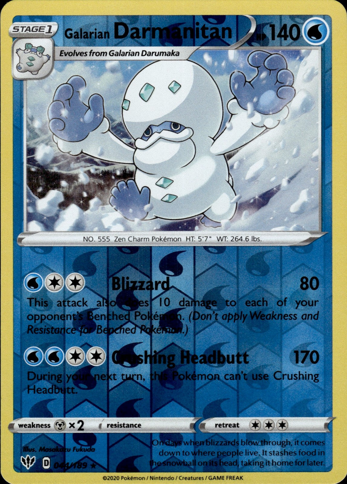 Galarian Darmanitan (44) Reverse Holo Rare SWSH03: Darkness Ablaze 044/189 NM