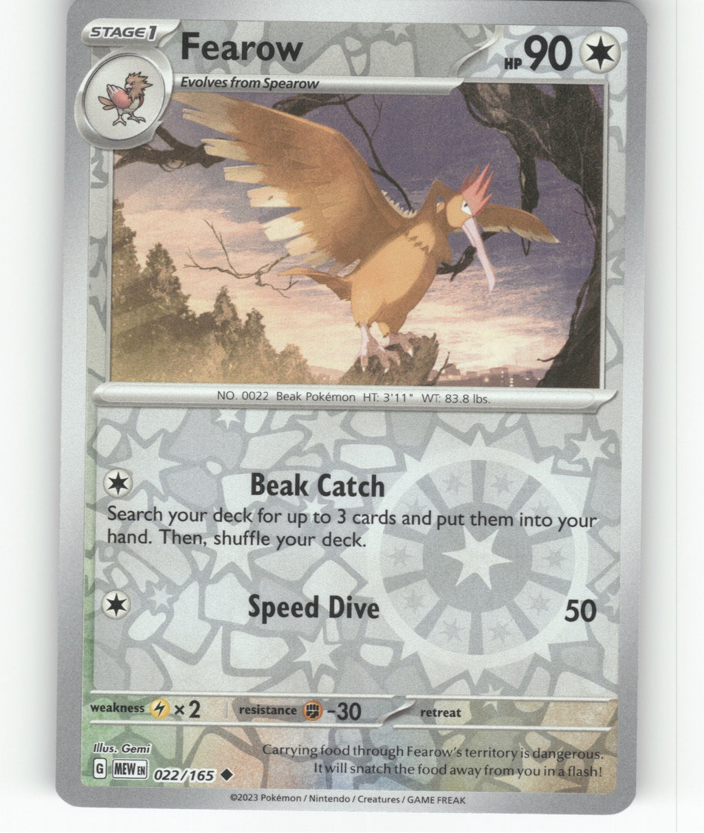 Fearow Reverse Holo Uncommon SV: Scarlet & Violet 151 022/165 NM