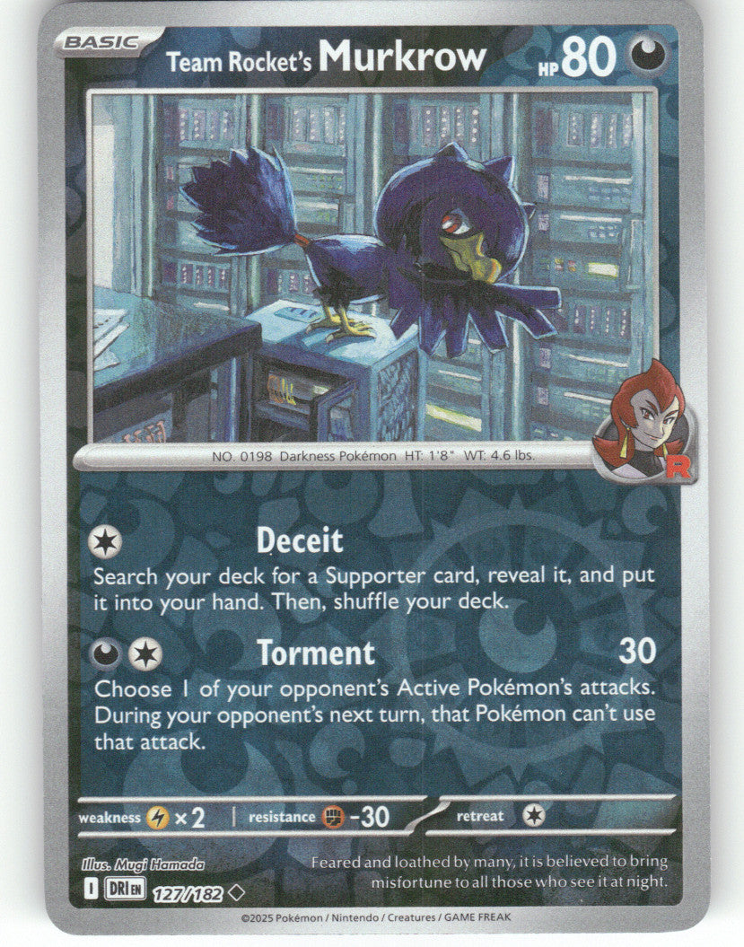 Team Rocket's Murkrow Reverse Holo Uncommon SV10: Destined Rivals 127/182 NM