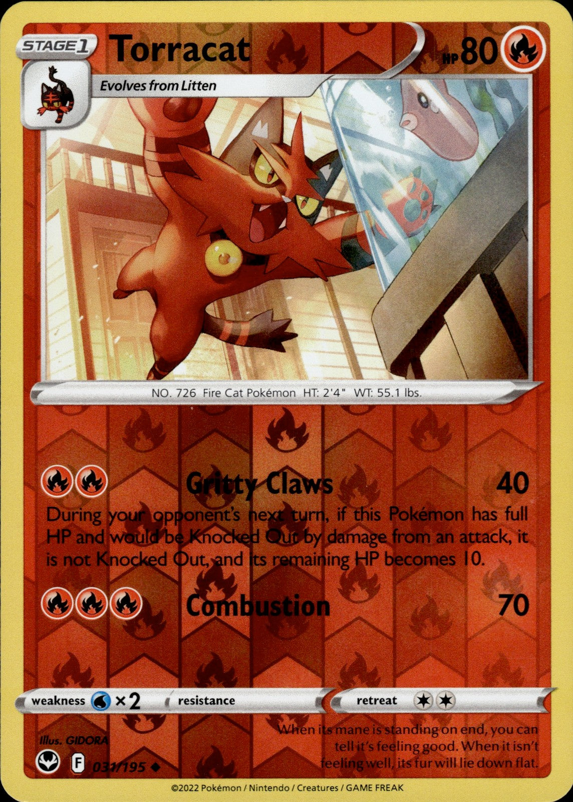 Torracat Reverse Holo Uncommon SWSH12: Silver Tempest 031/195 NM