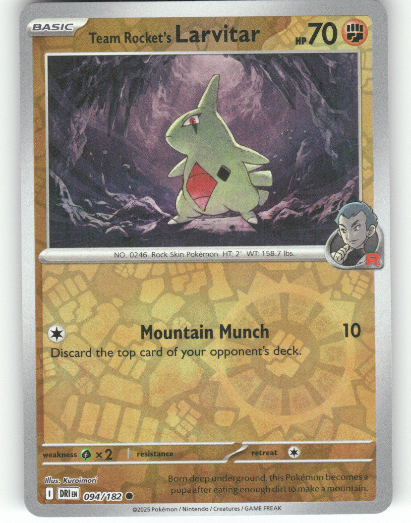 Team Rocket's Larvitar Reverse Holo Common SV10: Destined Rivals 094/182 NM
