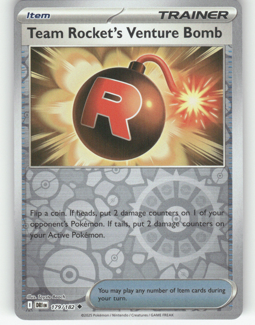 Team Rocket's Venture Bomb Reverse Holo Uncommon SV10: Destined Rivals 179/182 NM