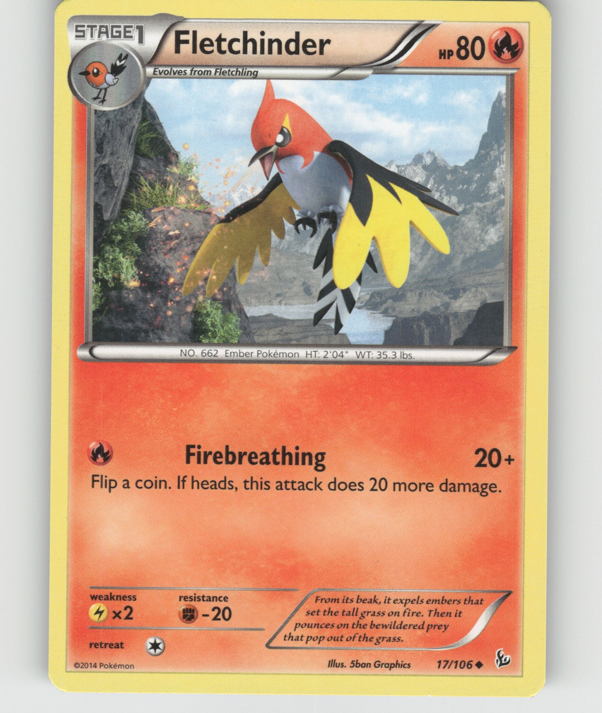 Fletchinder Uncommon XY - Flashfire 17/106 NM