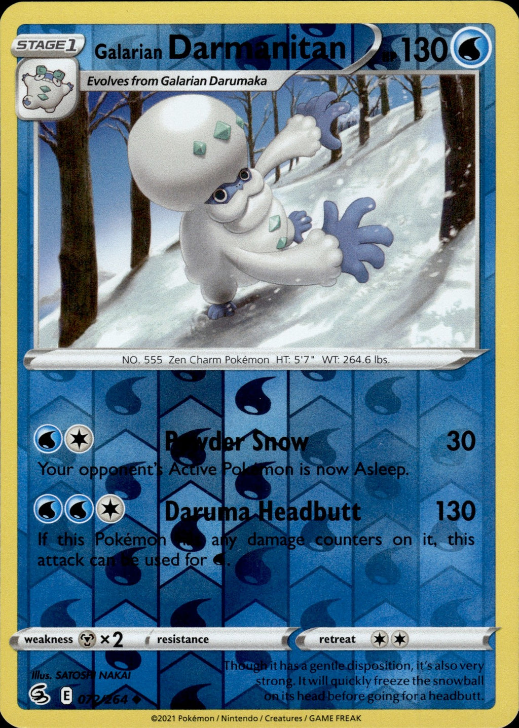 Galarian Darmanitan Reverse Holo Uncommon SWSH08: Fusion Strike 072/264 NM