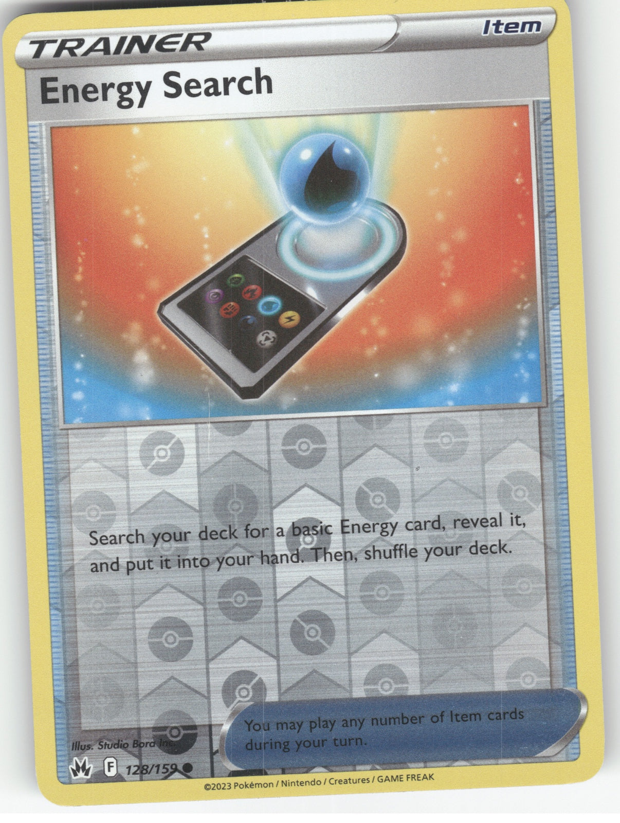 Energy Search Reverse Holo Common SWSH: Crown Zenith 128/159 NM