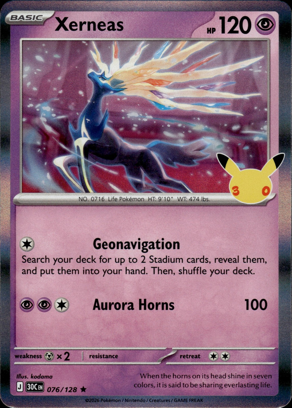 Xerneas Holo Rare ME: 30th Celebration 076/128 NM