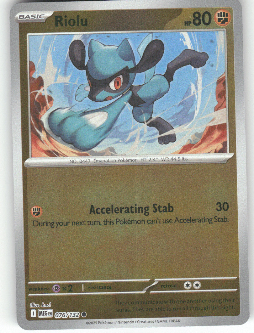 Riolu Reverse Holo Common ME01: Mega Evolution 076/132 NM