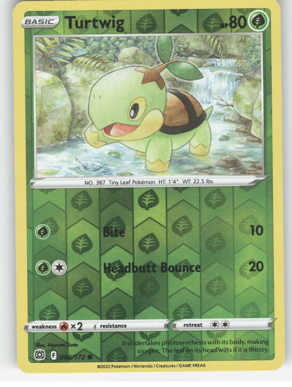 Turtwig Reverse Holo Common SWSH09: Brilliant Stars 006/172 NM