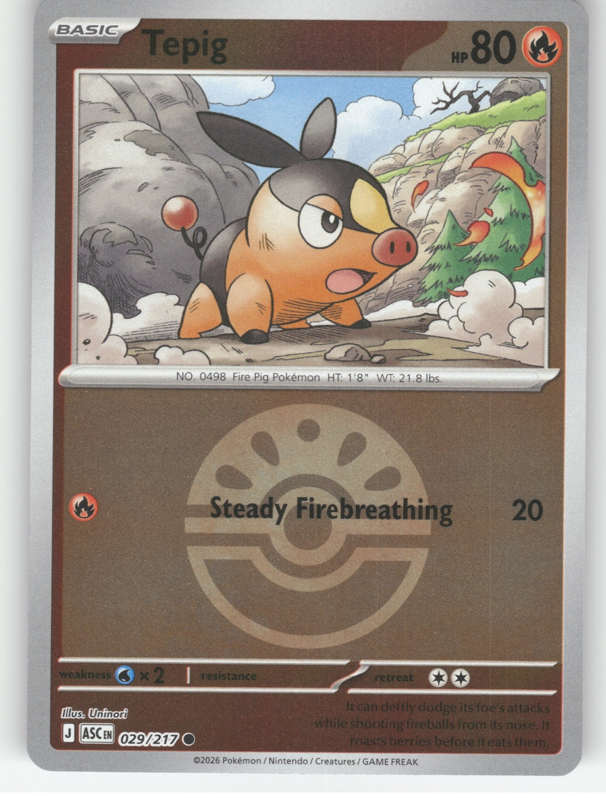 Tepig (Friend Ball) Reverse Holo Common ME: Ascended Heroes 029/217 NM