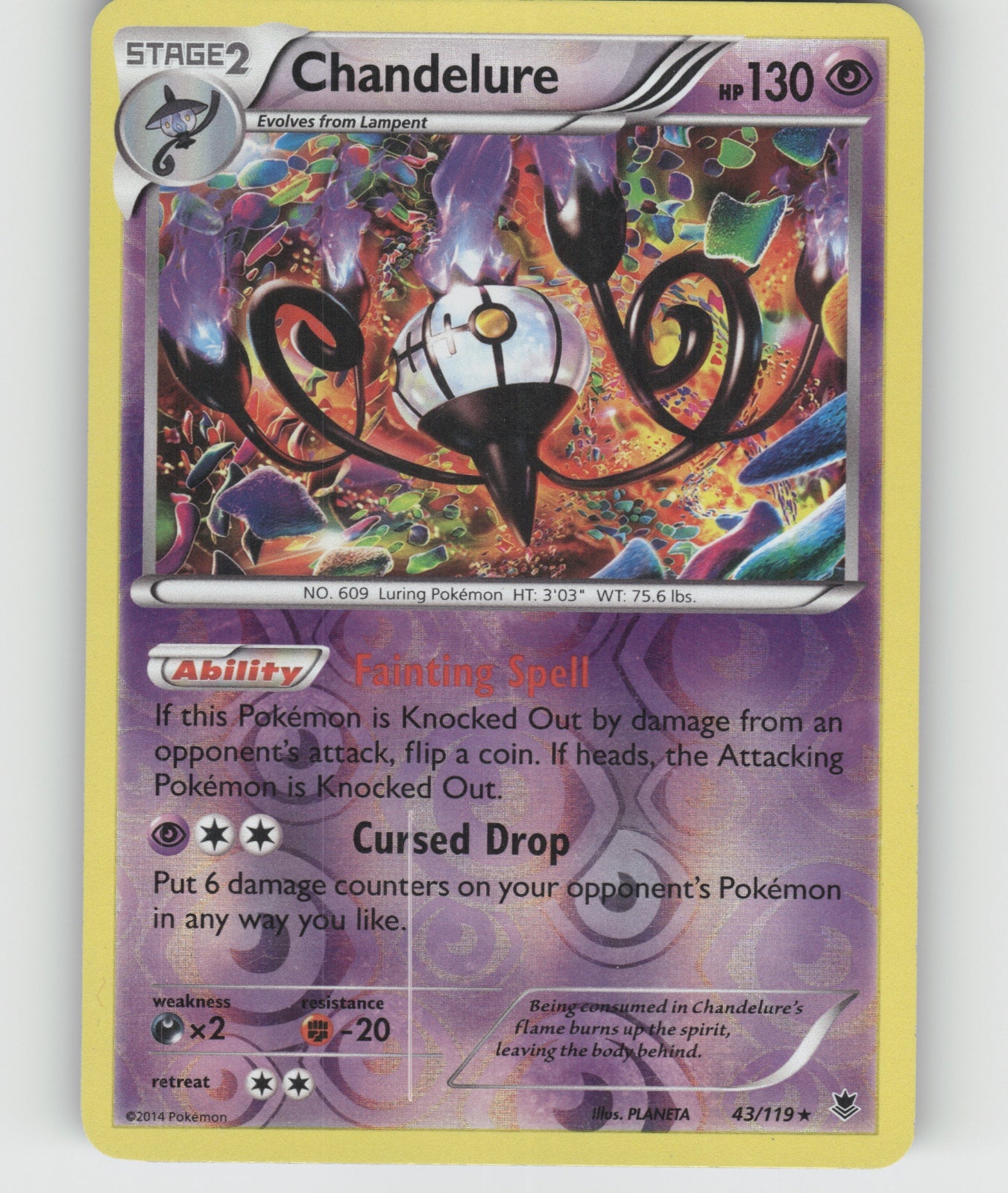 Chandelure Reverse Holo Holo Rare XY - Phantom Forces 43/119 NM