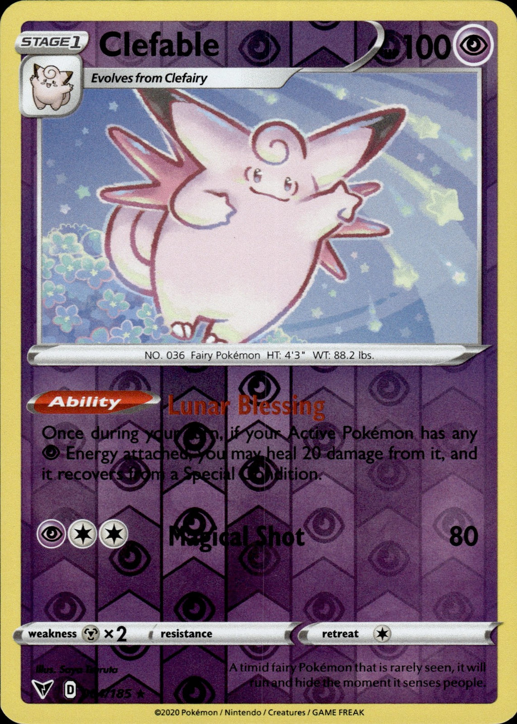 Clefable Reverse Holo Rare SWSH04: Vivid Voltage 064/185 NM