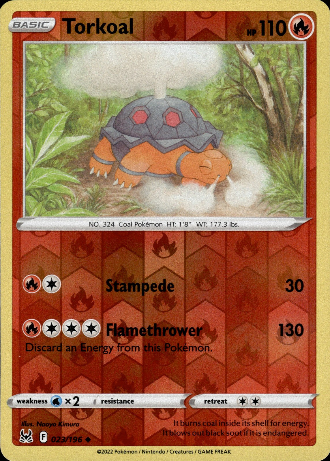 Torkoal Reverse Holo Uncommon SWSH11: Lost Origin 023/196 NM