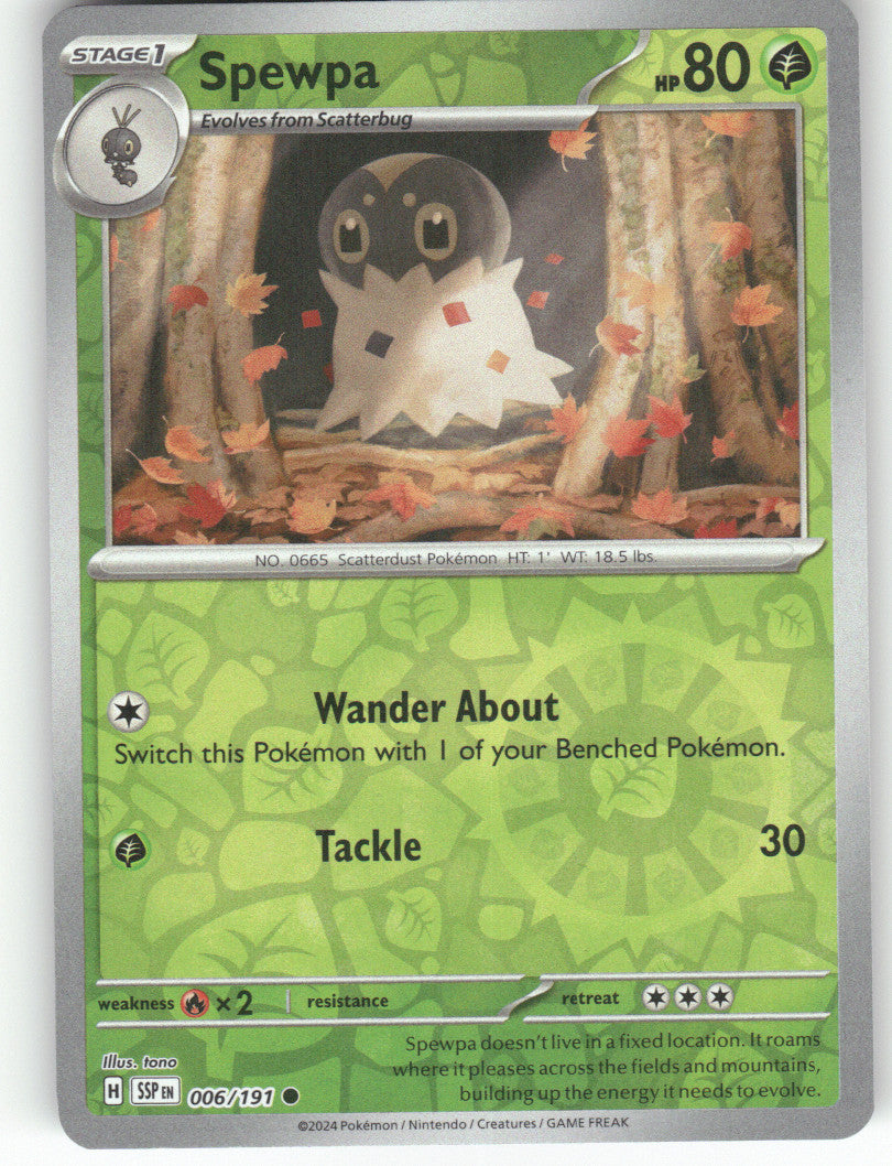 Spewpa Reverse Holo Common SV08: Surging Sparks 006/191 NM
