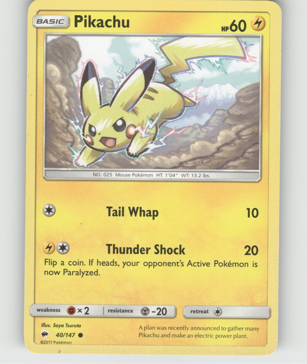 Pikachu Common SM - Burning Shadows 40/147 NM