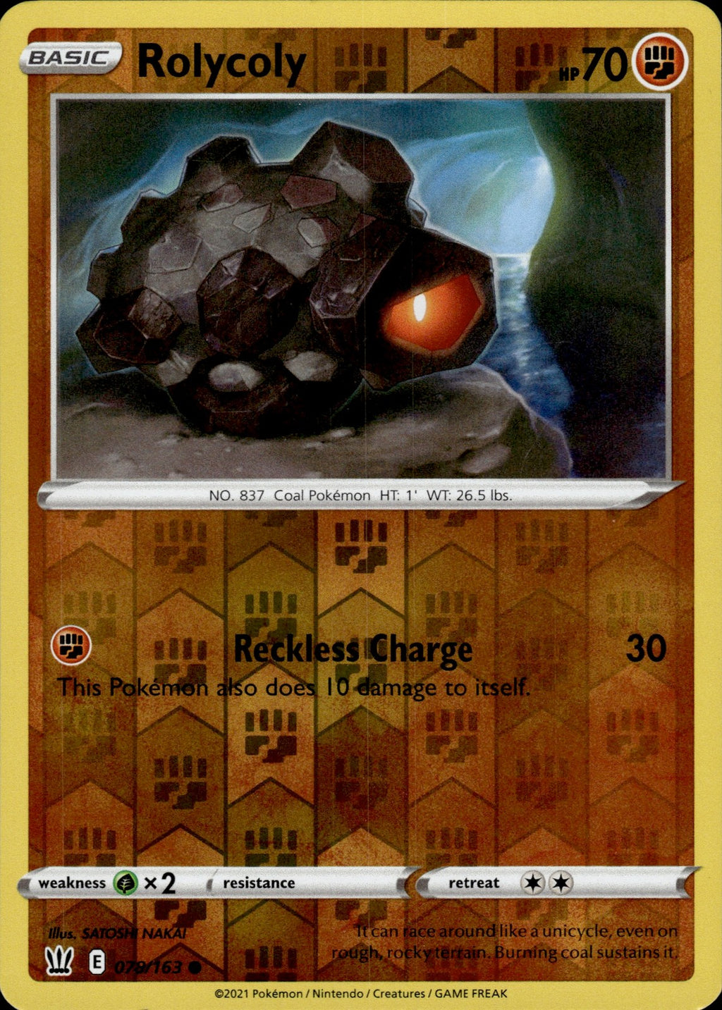 Rolycoly Reverse Holo Common SWSH05: Battle Styles 078/163 NM