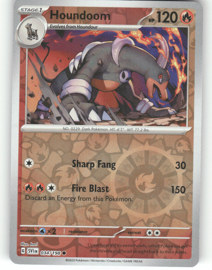 Houndoom - Reverse Holo Common SV01: Scarlet & Violet Base Set 034/198 NM