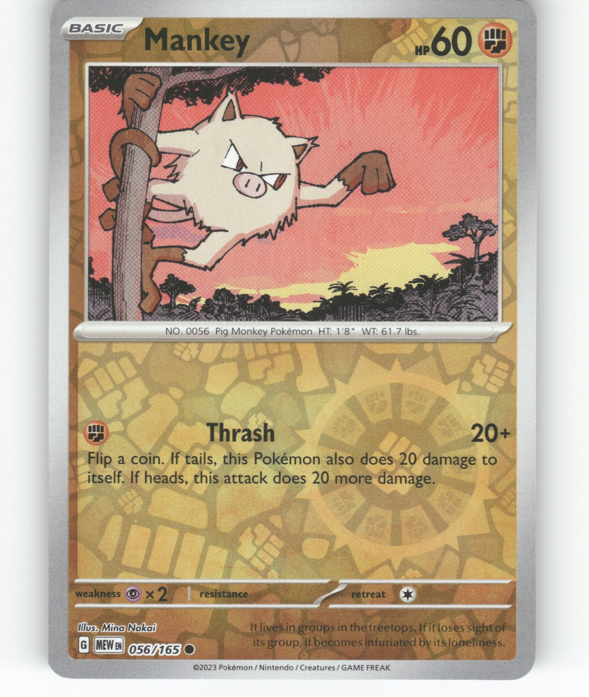 Mankey Reverse Holo Common SV: Scarlet & Violet 151 056/165 NM