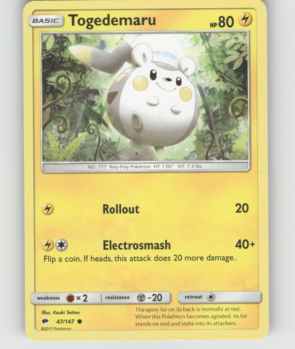 Togedemaru Common SM - Burning Shadows 47/147 NM