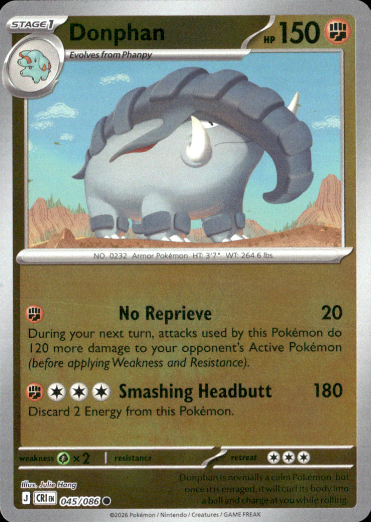 Donphan Reverse Holo Common ME04: Chaos Rising 045/086 NM