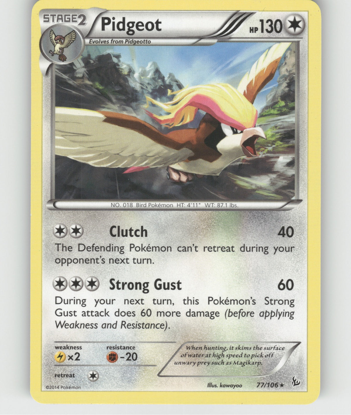 Pidgeot Rare XY - Flashfire 77/106 NM