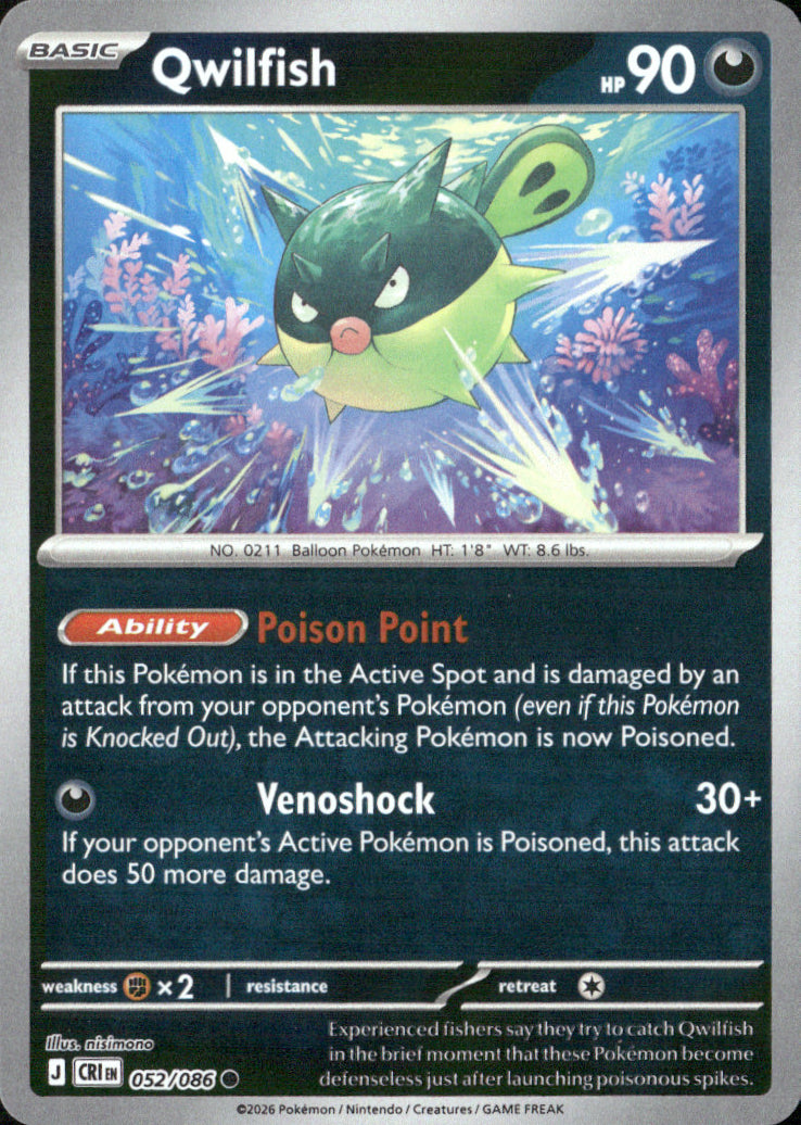 Qwilfish Reverse Holo Common ME04: Chaos Rising 052/086 NM