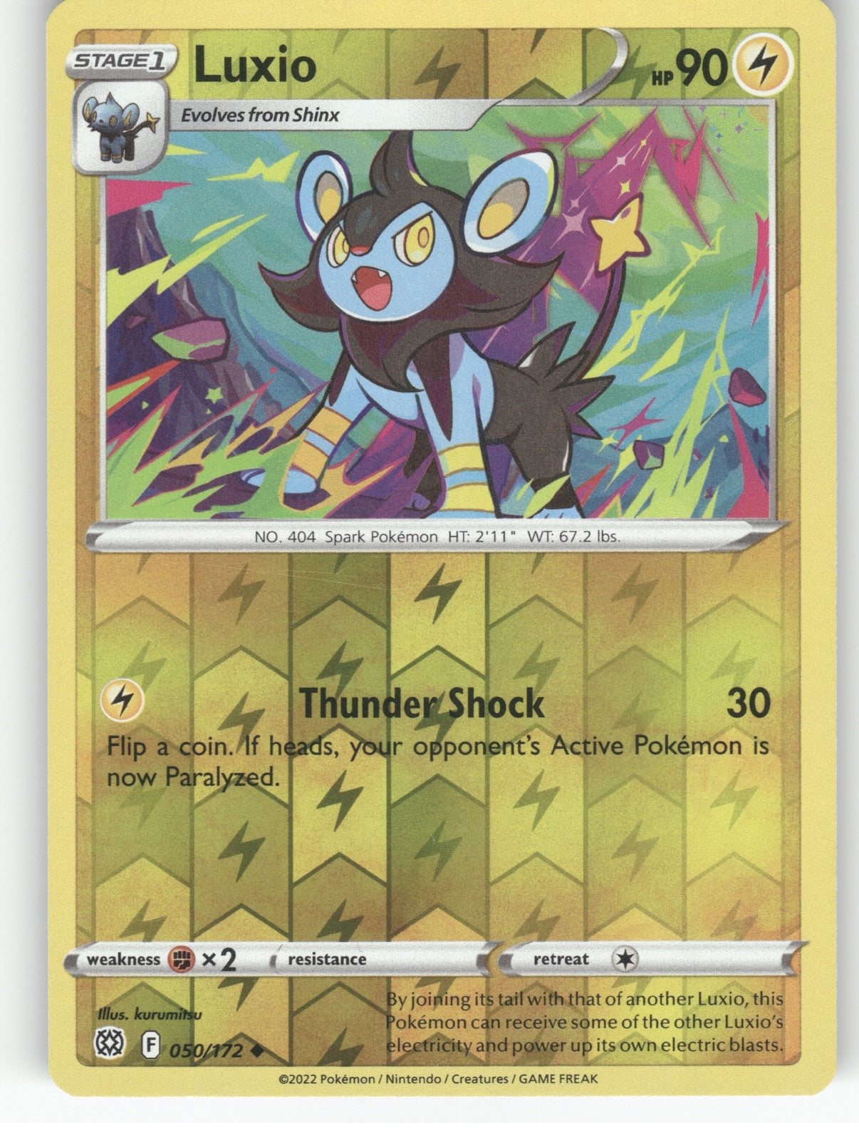 Luxio Reverse Holo Uncommon SWSH09: Brilliant Stars 050/172 NM