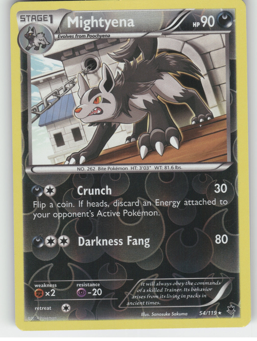 Mightyena Reverse Holo Rare XY - Phantom Forces 54/119 NM
