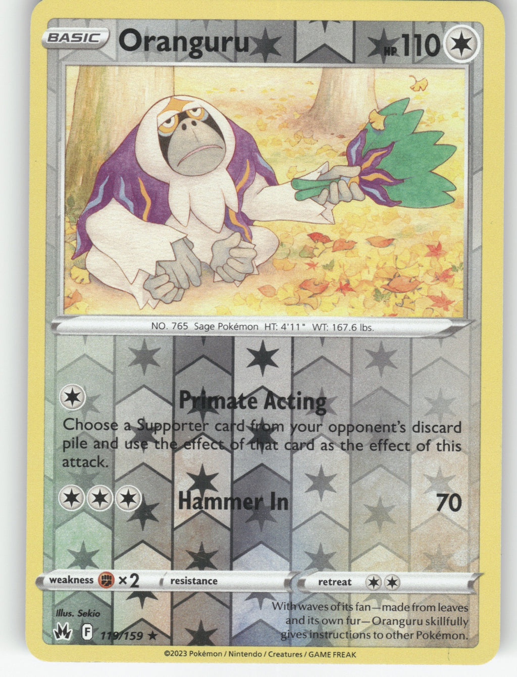 Oranguru Reverse Holo Rare SWSH: Crown Zenith 119/159 NM